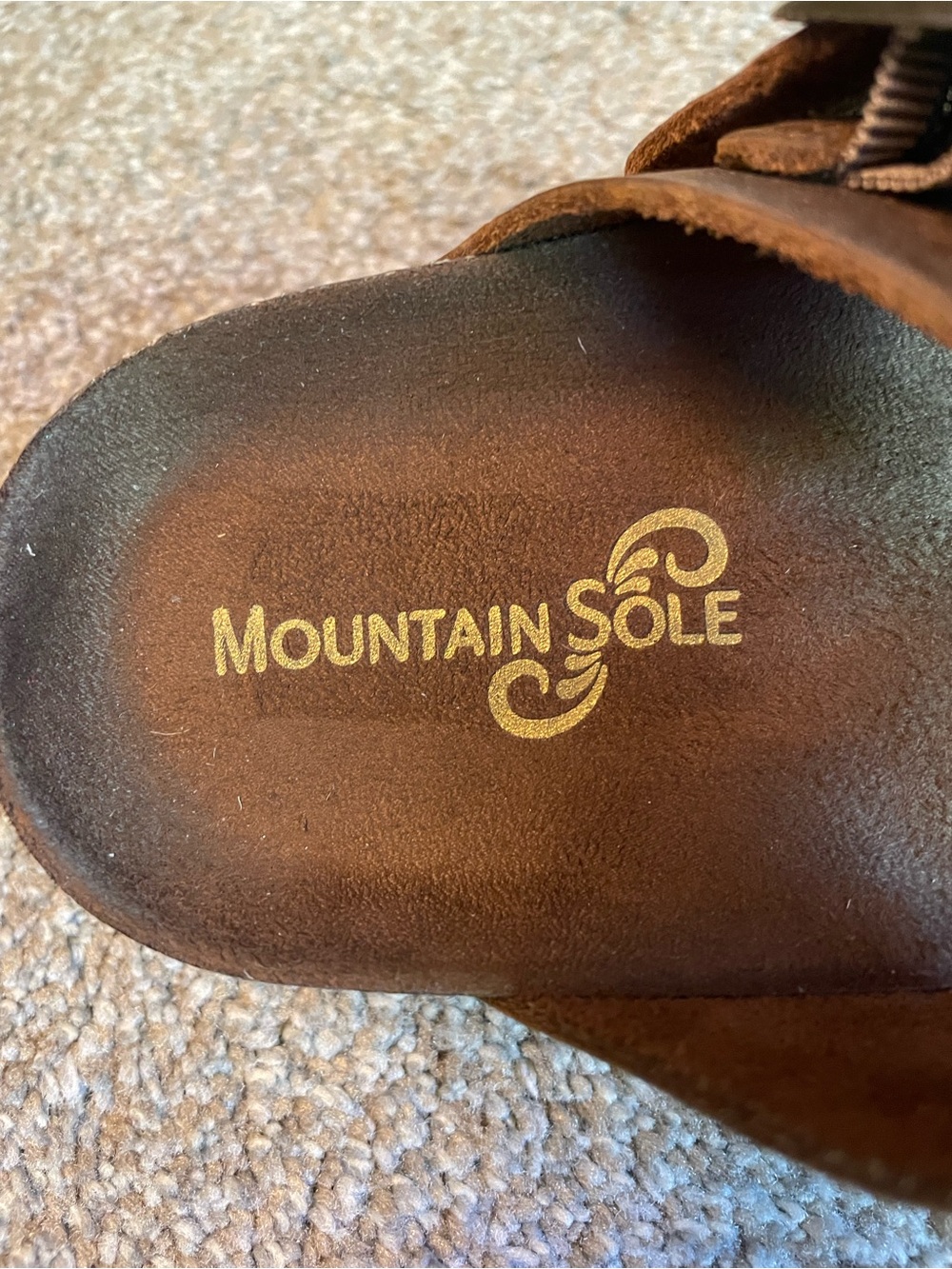 Mountain Sole Brown Leather Buckle Strap Sandals Slip On Flat Size 7 Birk Style - Picture 8 of 9